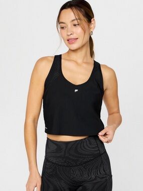 NWT Fabletics Essential Air Crossover Cropped, Open-Back Tank Black sz L